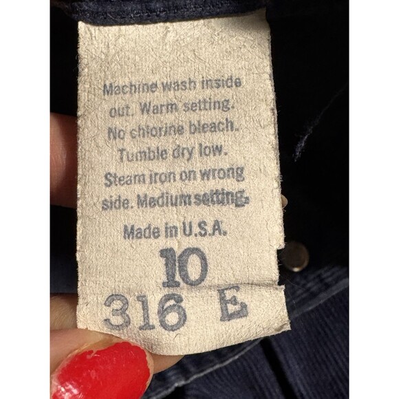 VTG Crestline High Waisted Corduroy Pants Size 10 Straight Leg 1970s Navy Boho - Picture 4 of 14